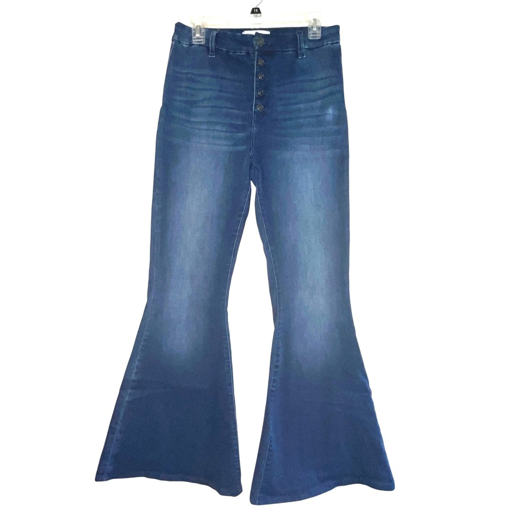 KanCan High Rise Button Fly Flare Jeans Dark Wash Bell Bottoms Estilo Size 11/29